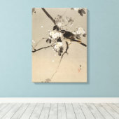 Toile Watanabe Seitei Bird sur une branche de fleurs (Insitu (Plancher de Bois))