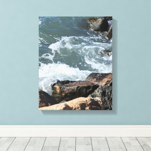 Toile Water Splashing on Rocks Photo (Insitu (Plancher de Bois))