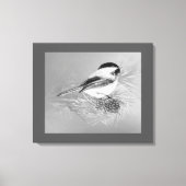 Toile Watercolor Chickadee Bird Pine Cone Nature Art (Recto)