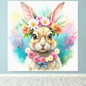 Toile Watercolor Cute Rabbit  (Insitu (Plancher de Bois))