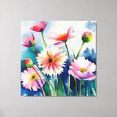 Toile Watercolor Flowers - 3 - Canvas (Recto)
