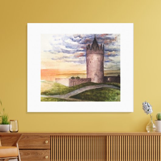 Toile Watercolor Irish Castle in Doolin County Clare (Insitu(Salon))