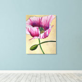 Toile Watercolor pink poppy art flower (Insitu (Plancher de Bois))