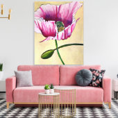 Toile Watercolor pink poppy art flower (Insitu(Salon))