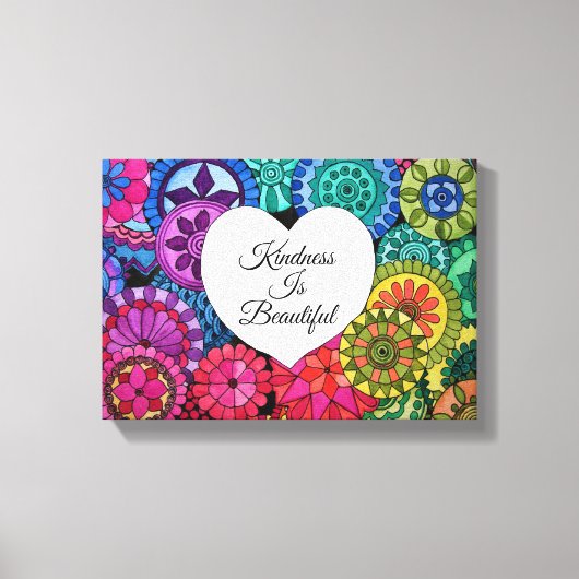 Toile Watercolor Rainbow Mandala With Heart (Recto)