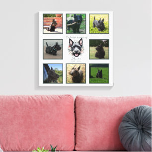 Toile Watercolor Scottie et Floral Wreath Memorial