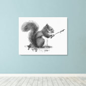 Toile Watercolor Squirrel Toasting Marshmallow Animal  (Insitu (Plancher de Bois))