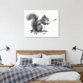 Toile Watercolor Squirrel Toasting Marshmallow Animal  (Insitu(Chambre))