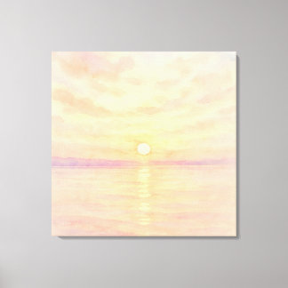 Toile Watercolor Style Sunset Over Sea Art