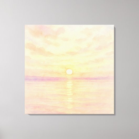 Toile Watercolor Style Sunset Over Sea Art (Recto)