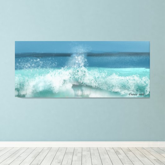Toile Wave Ocean Scene Blue Sky Beach Decor (Insitu (Plancher de Bois))