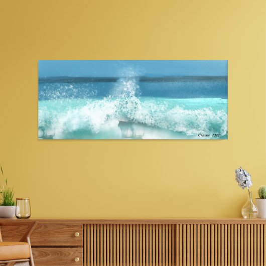 Toile Wave Ocean Scene Blue Sky Beach Decor (Insitu(Salon))