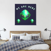 Toile "We Are Here" Green Alien head (Insitu(Chambre))