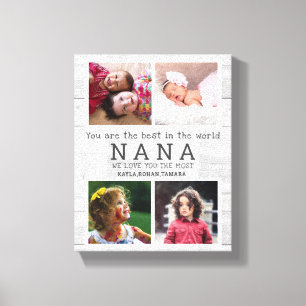 Toile We Love You Nana 4 Photo Collage Grey Wood 