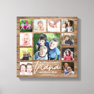 Toile We Love You Nana Grandkids 11 Photo Collage Wood