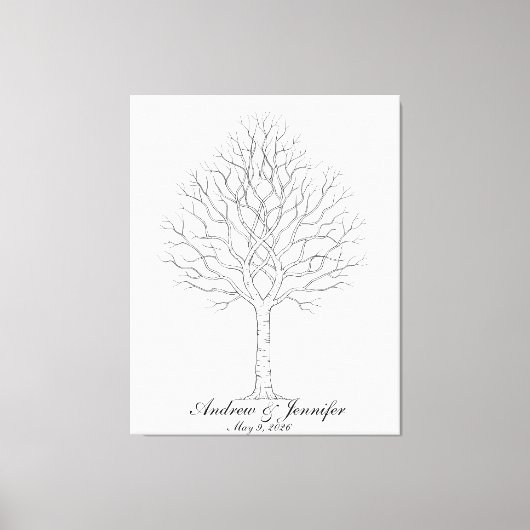 Toile Wedding Fingerprint Tree Guest Book Alternative (Recto)