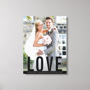 Toile WEDDING LOVE souvenir simple caractères gras noirs