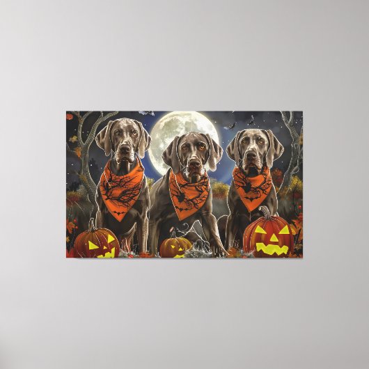 Toile Weimaraner Halloween Épouvantable (Recto)