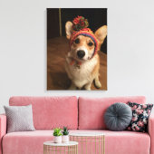 Toile Welsh Corgi Pembroke Portant Un Casquette À Main (Insitu(Salon))