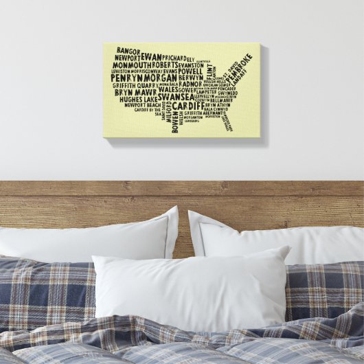 Toile Welsh Placenames American Map Canvas Print (Insitu(Chambre))