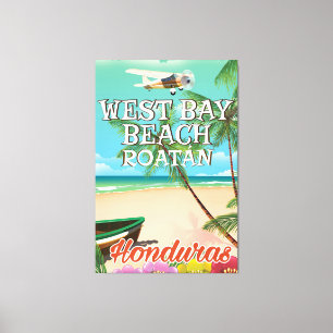 Toile West Bay Beach, Roatán Honduras affiche de voyage