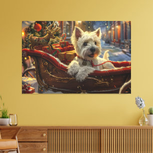 Toile West Highland White Terrier Chien Festif de Noël