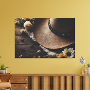 Toile Western Cowboy Casquette avec fleurs