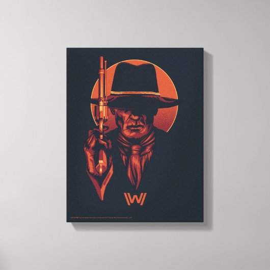 Toile Westworld | Homme en noir avec révolver (Recto)