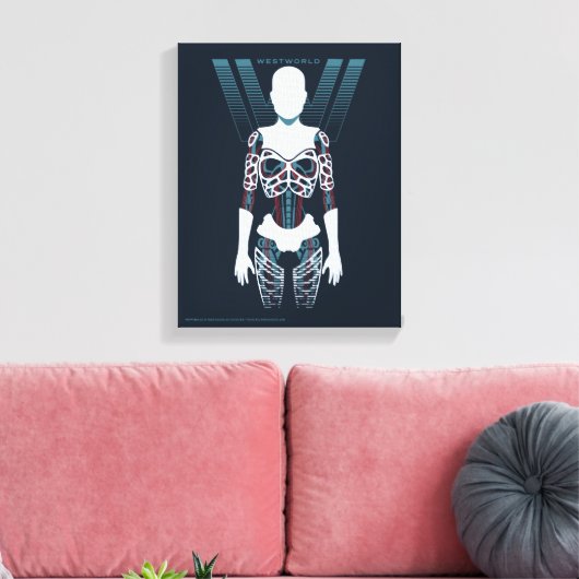 Toile Westworld | Squelette Android sur logo (Insitu(Salon))