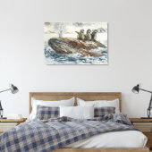 Toile Whale Riders Whimsical Whale and Penguin Ocean (Insitu(Chambre))