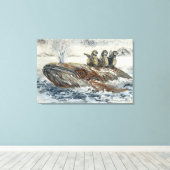 Toile Whale Riders Whimsical Whale and Penguin Ocean (Insitu (Plancher de Bois))