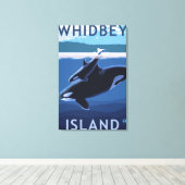 Toile Whidbey Island, Washington Orca et Calf (Insitu (Plancher de Bois))