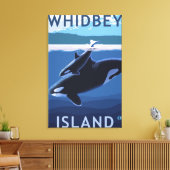 Toile Whidbey Island, Washington Orca et Calf (Insitu(Salon))