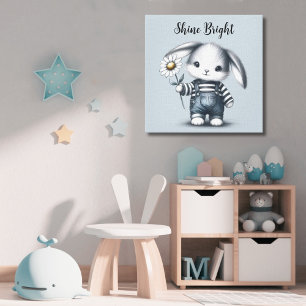 Toile Whimsical Boy Bunny Motivationnel