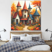 Toile Whimsical Fantasy Cottage Fall Design (Insitu(Chambre))