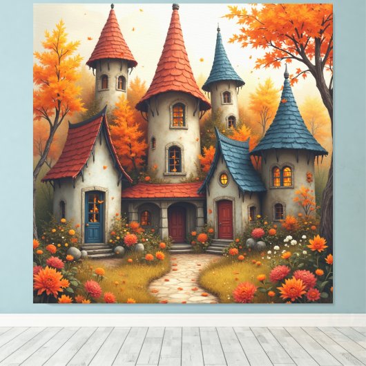 Toile Whimsical Fantasy Cottage Fall Design (Insitu (Plancher de Bois))