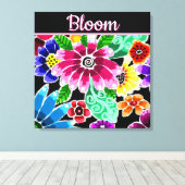 Toile Whimsical Folk-Art Flowers Floral Personalized (Insitu (Plancher de Bois))