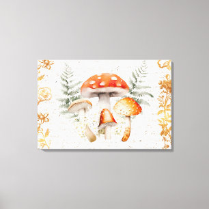 Toile Whimsical Forest Champignons Lettre Vintage Agrito