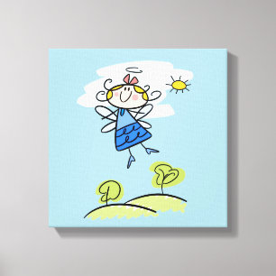Toile Whimsical Happy Flying Angel Fairy