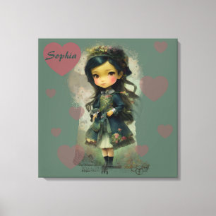 Toile Whimsical Kawaii Fairy Tale Girl