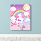 Toile Whimsical Magical Unicorn Illustration (Insitu (Plancher de Bois))