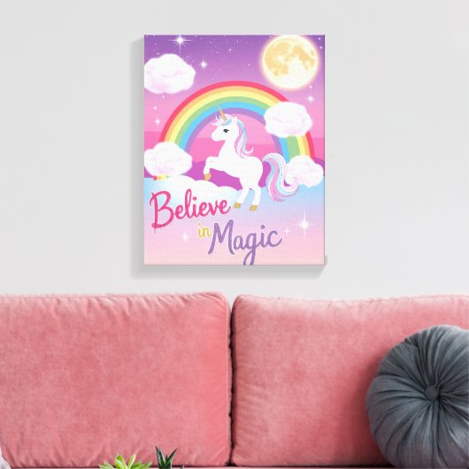 Toile Whimsical Magical Unicorn Illustration (Insitu(Salon))