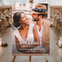 Whimsical White Calligraphy Photo Mariage Bienvenu