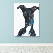 Toile Whippet Art original couleur crayon en noir (Insitu (Plancher de Bois))