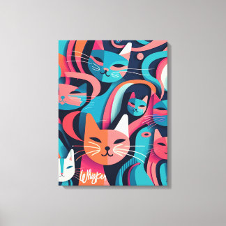 Toile "Whisker" Abstrait Vector Cats Canvas Imprimer