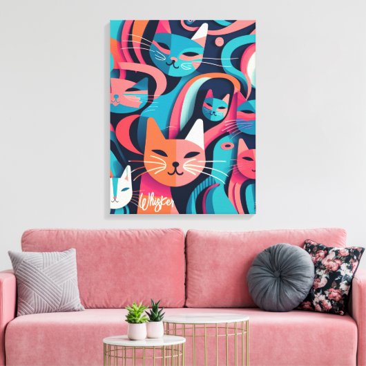 Toile "Whisker" Abstrait Vector Cats Canvas Imprimer (Insitu(Salon))