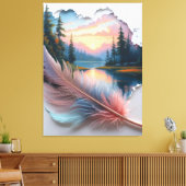 Toile Whisper of the Wild: A Feather’s Portal to Sunset  (Insitu(Salon))