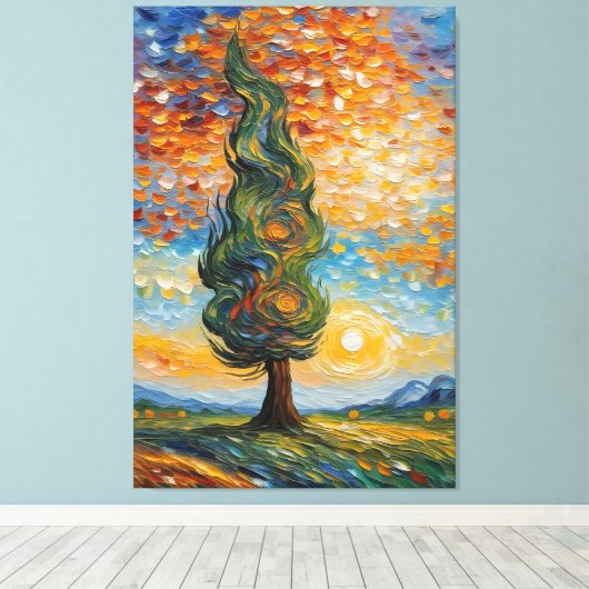 Toile Whispering Cypress at Sunset (Insitu (Plancher de Bois))