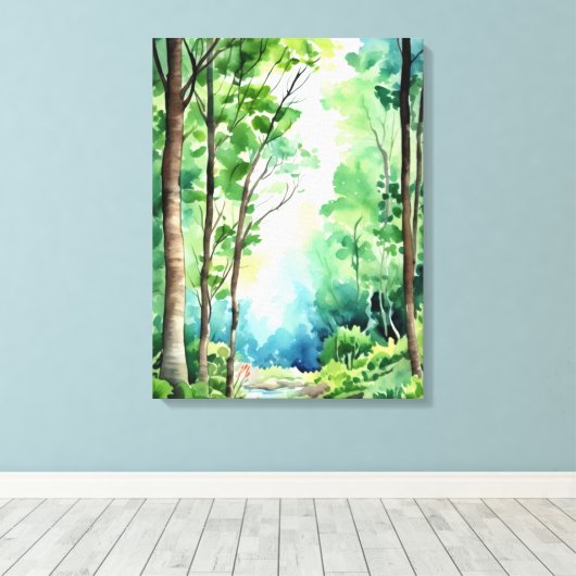 Toile Whispering Woods : une scène d'aquarelle (Insitu (Plancher de Bois))