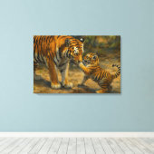 Toile Whispers in the Wild - Tiger and Cub in Forest (Insitu (Plancher de Bois))